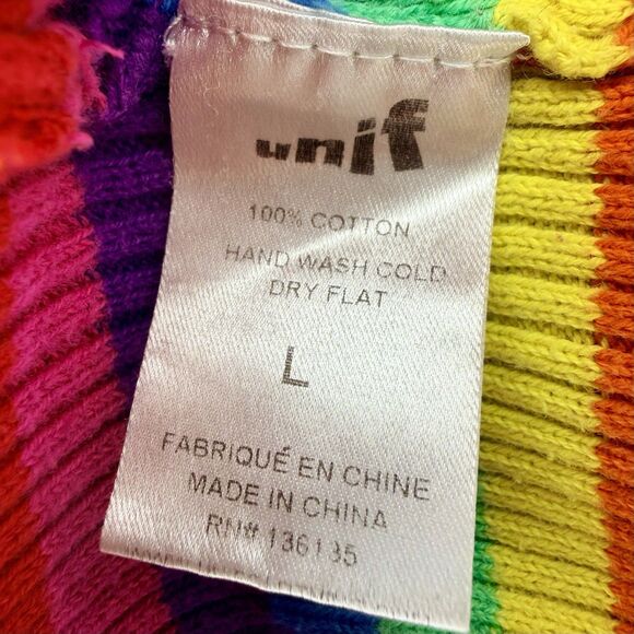 UNIF "Over The Rainbow" Lenny Ribbed Mock Neck Crop Top Size L Large GUC!! - Picture 5 of 5